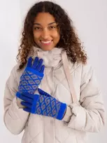Wool Fashion Italia Mėlynos moteriškos pirštinės: Dydis - L/XL