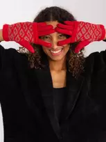 Wool Fashion Italia Raudonos moteriškos pirštinės: Dydis - L/XL