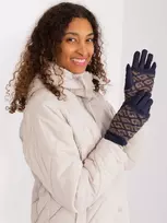 Wool Fashion Italia Tamsiai mėlynos moteriškos pirštinės: Dydis - L/XL