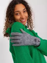Wool Fashion Italia Pilkos moteriškos pirštinės: Dydis - L/XL