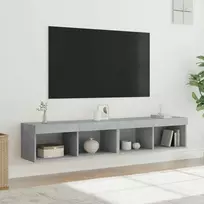 TV staliukas TV spintelės su LED lemputėmis, 2vnt., betono, 80x30x30cm