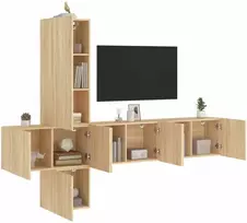 TV staliukas Sieninė TV sekcija, 5 dalių, ąžuolo spalvos, apdirbta mediena