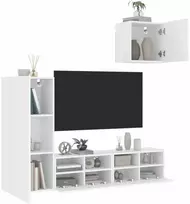TV staliukas Sieninė TV sekcija, 4 dalių, baltos spalvos, apdirbta mediena
