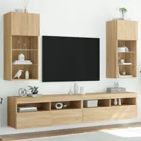 TV staliukas TV spintelės su LED lemputėmis, 2vnt., ąžuolo, 40,5x30x90cm