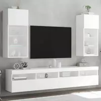 TV staliukas TV spintelės su LED lemputėmis, 2vnt., baltos, 40,5x30x90cm