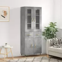 Komoda, betono pilkos spalvos, 69,5x34x180cm, apdirbta mediena