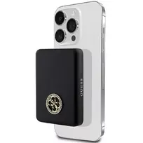 Guess Powerbank indukcinis 15W GUPBM5AL4DMK 5000mAh juodos spalvos MagSafe 4G Strassed Metal Logo