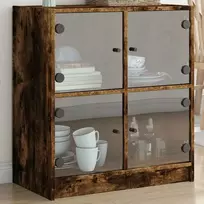 Šoninė spintelė su stiklinėmis durelėmis, dūminė, 68x37x75,5cm
