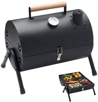 Nešiojama barbekiu kepsninė su kaminu ir temperatūros matuokliu