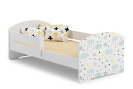 Vaikiška lova Luk su čiužiniu ir barjerine apsauga 144 cm x 77 cm x 56 cm, dangus