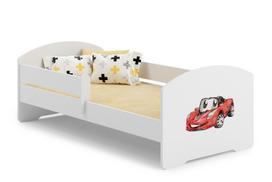 Vaikiška lova Luk su čiužiniu ir barjerine apsauga 144 cm x 77 cm x 56 cm, sportinis automobilis