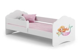 Vaikiška lova Fala su čiužiniu ir barjerine apsauga 144 cm x 78 cm x 65 cm, undinė