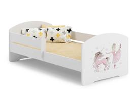 Vaikiška lova Luk su čiužiniu ir barjerine apsauga 164 cm x 85 cm x 63 cm, princesė su vienaragiu