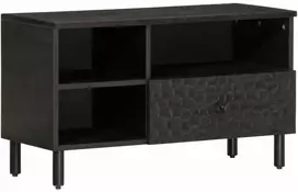 TV staliukas Televizoriaus spintelė, juoda, 80x33x46cm, mango masyvas