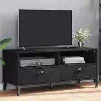 TV staliukas Televizoriaus spintelė VIKEN, juoda, pušies medienos masyvas