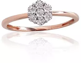 Auksinis žiedas su brangakmeniais. Metalas: Raudonas/Baltas Auksas. Praba: 585°. Akmuo: Briliantai - 16.5 - 1.14 g. - Briliantai (0,05Ct)