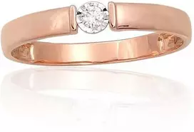 Auksinis žiedas su brangakmeniais. Metalas: Raudonas Auksas. Praba: 585°. Akmuo: Briliantai - 18.5 - 2.02 g. - Briliantai (0,05Ct)