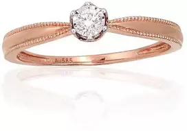 Auksinis žiedas su brangakmeniais. Metalas: Raudonas Auksas. Praba: 585°. Akmuo: Briliantai - 17 - 1.39 g. - Briliantai (0,08Ct)