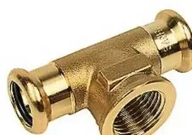 Sanha T formos detalė 15x1/2x15 mm - su vidiniu sriegiu. Vario presas. M ir V formos žandikauliai.