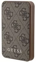 Guess Powerbank indukcinis 15W GUPB5FP4EMGW 5000mAh rudos spalvos 4G Leather Metal Logo MagSafe