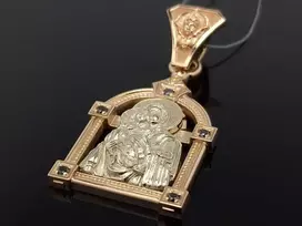 Auksinis pakabukas "Marija" su juodais deimantais Praba: 585