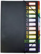 TimeTEX aplankalas 1-12 A4, spalvotas su užsegimu gumytėmis (TT10682)