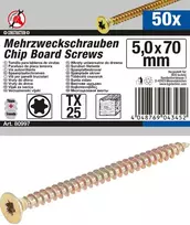 Bgs Technic Daugiafunkciniai varžtai | T-Star (Torx) T25 | 5,0 x 70 mm | 50 vnt. (80997)