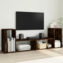 TV staliukas TV spintelės, 2vnt., dūminės, 75x30x50cm, apdirbta mediena