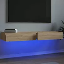 TV staliukas TV spintelės su LED lemputėmis, 2vnt., ąžuolo, 60x35x15,5cm