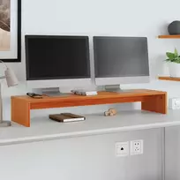 TV staliukas Monitoriaus stovas, vaško rudas, 100x27x15cm, pušies masyvas