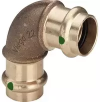VIEGA Sanpress alkūnė 90 laipsnių 22 mm, pagaminta iš pistoleto metalo. Įvorė/įvorė, SC-Contur.