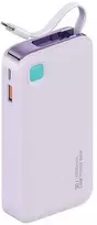 USAMS Powerbank su kabeliu USB-C Retractable 10000 mAh PD 20W Fast Charge XY Series violetinės spalvos 10KCD22403 (US-CD224)