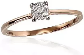 Auksinis žiedas su brangakmeniais. Metalas: Raudonas Auksas. Praba: 585°. Akmuo: Briliantai - 16.5 - 1.52 g. - Briliantai (0,075Ct)