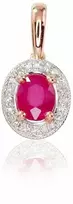 Auksinis pakabukas su brangakmeniais. Metalas: Raudonas Auksas. Praba: 585°. Akmuo: Briliantai , Rubinas - 15 mm. - 0.85 g. - Briliantai (0,042Ct), Rubinas (0,362Ct)