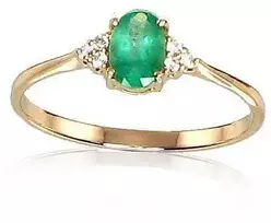 Auksinis žiedas su brangakmeniais. Metalas: Raudonas Auksas. Praba: 585°. Akmuo: Briliantai , Smaragdas - 16 - 1.05 g. - Briliantai (0,036Ct), Smaragdas (0,4Ct)