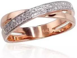 Auksinis žiedas su brangakmeniais. Metalas: Raudonas Auksas. Praba: 585°. Akmuo: Briliantai - 18.5 - 2.75 g. - Briliantai (0,126Ct)
