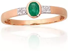 Auksinis žiedas - 17 - 1.16 g. - Briliantai (0,024Ct), Smaragdas (0,17Ct)