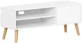 TV staliukas Songmics Vasagle TV spintelė su 1 durelėmis 40 x 120 x 49 cm balta