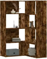 Kampinė knygų lentyna, 4 aukštų, ąžuolo, 85x85x140cm, mediena