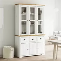 Komoda BODO, balta ir ruda, 115,5x43x200,5cm, pušies masyvas