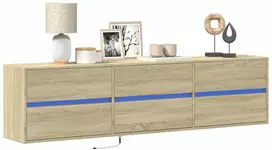 TV staliukas Sieninė TV spintelė su LED lemputėmis, ąžuolo, 180x31x45cm