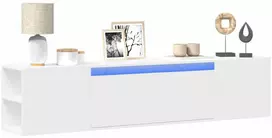 TV staliukas Sieninė TV spintelė su LED lemputėmis, balta, 180x31x39,5cm