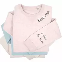 UNISEX pastelinis "Sully" džemperis "Best mom" su spauda ant rankovės