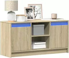 TV staliukas Televizoriaus spintelė su LED, ąžuolo, 100x34x50cm, mediena