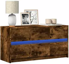 TV staliukas Televizoriaus spintelė su LED, dūminė, 100x34x50cm, mediena