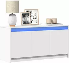 TV staliukas Televizoriaus spintelė su LED, balta, 100x34x50cm, mediena