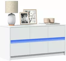 TV staliukas Televizoriaus spintelė su LED, balta, 100x34x50cm, mediena