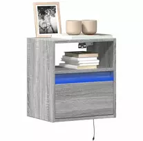 TV staliukas Sieninė TV spintelė su LED lemputėmis, pilka, 41x31x45cm