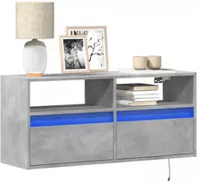 TV staliukas Sieninė TV spintelė su LED lemputėmis, betono, 100x31x45cm