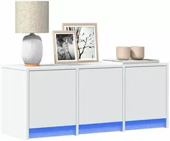 TV staliukas Televizoriaus spintelė su LED, balta, 97x34x40cm, mediena